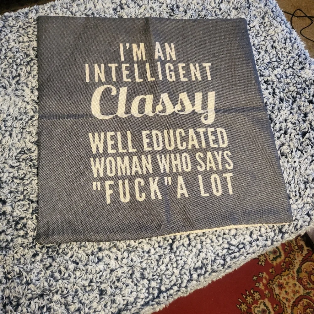 Classy Intelligent Woman Funny Quote Accent Pillow Cover - NWOT
